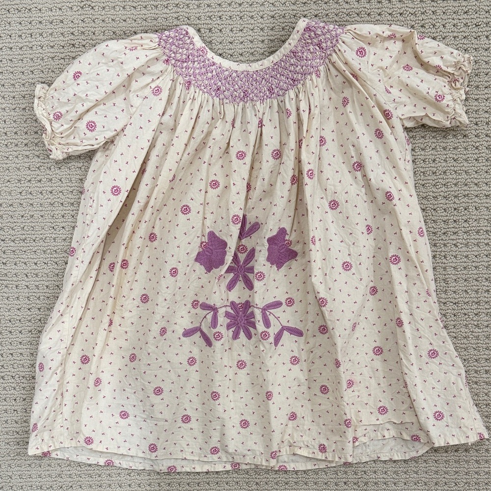 Floral Pink and Cream Kids Dress 5-7years